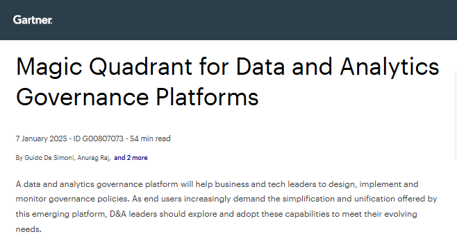 Magic Quadrant for Data and Analytics Governance Platforms]
