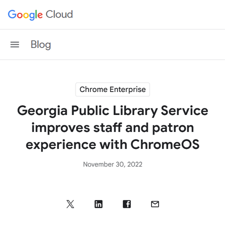 Georgia Public Library Service Improves Staff and Patron Experience with ChromeOS