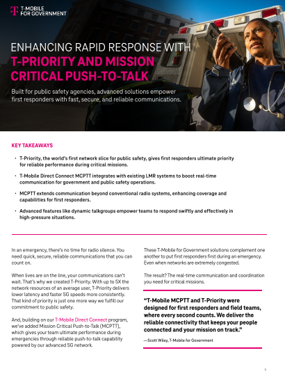 State & Local - Enhancing Rapid Response With T-Priority and Mission Critical Push-To-Talk