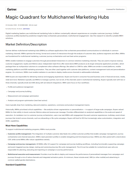 Magic Quadrant for Multichannel Marketing Hubs