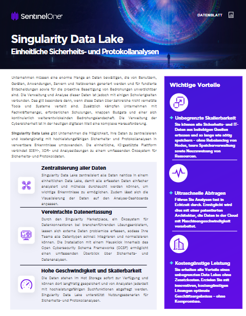 Singularity Data Lake: Einheitliche Sicherheits-und Protokollanalysen