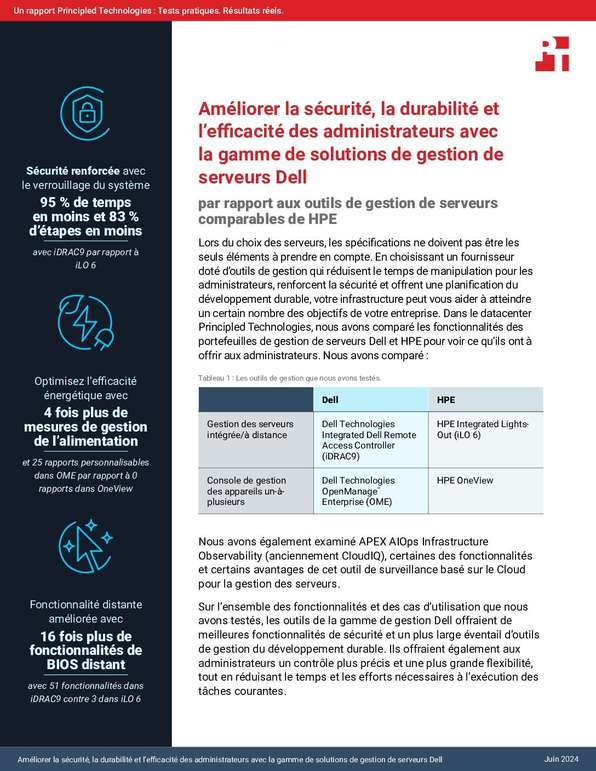 Améliorer la sécurité, la durabilité et l’efficacité des administrateurs avec la gamme de solutions de gestion de serveurs Dell