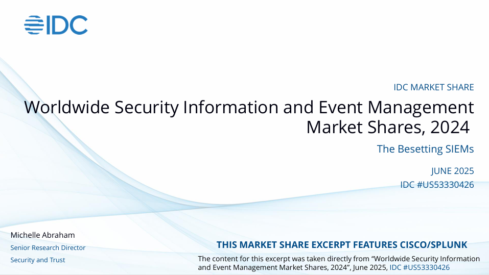 Splunk ranked as a SIEM Leader by IDC for the fourth consecutive year