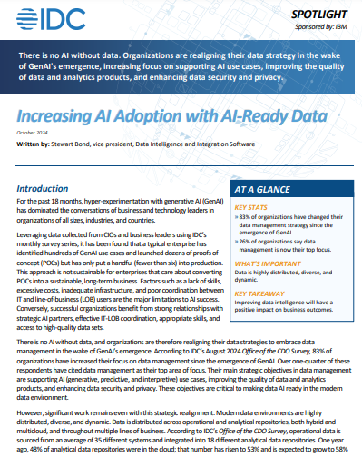 IDC Spotlight: Increasing AI Adoption with AI-Ready Data
