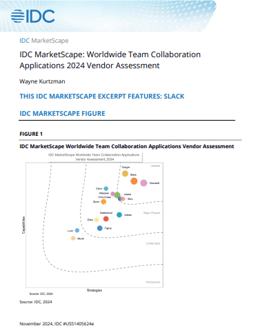 Slack Named a Worldwide Leader by 2024 IDC MarketScape for Team Collaboration