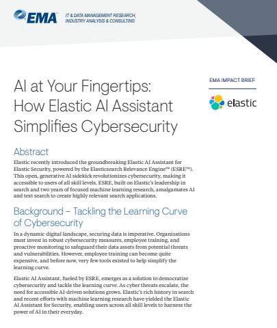 EMA: AI at your fingertips: How Elastic AI Assistant simplifies cybersecurity