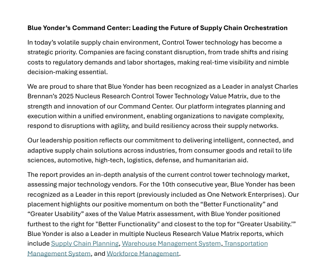 Blue Yonder’s Command Center: Leading the Future of Supply Chain Orchestration