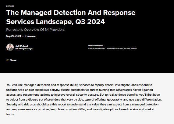 FORRESTER REPORT: Explore the MDR landscape